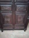 Vintage Armoire From India, Hand Carved Black Floral Carved Armoire, Tall Cabinet
