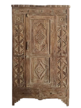 Vintage Single Door Armoire, Whitewash Sabby Chic Cabinet, Indian Armoire 69
