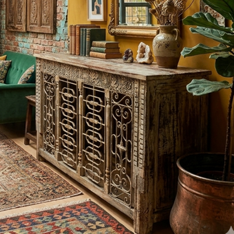 Antique Console Table Rustic Hand Carved Wrought Iron Carved Entryway Table 64
