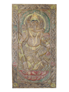  Vintage Ganesha Wall Sculpture, Ganesha Barn Door, Custom Sliding Door Panel, 72x36