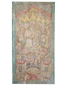  Vintage Panchmukhi Ganesha Wall Sculpture, Custom Ganesh Sliding door 72X36