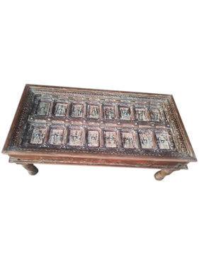 Antique Coffee Table, Distressed White Chai Table, Rustic Coffee Table, 50x25