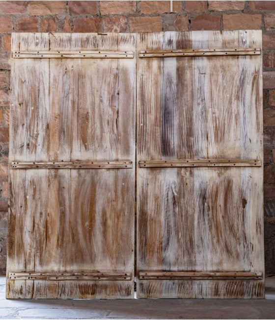 Whitewash Lotus Carved Sliding Barn Door, Holistic Wall Art, Headboard, 80X36