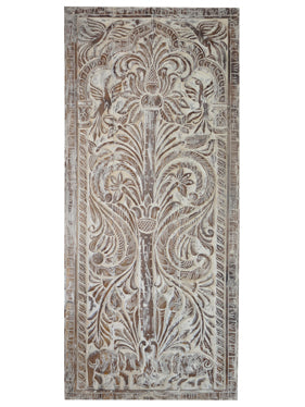 Tree of Life Carved Art, Sliding Barn Door, Whitewash, Nature Carved, Wellness Decor 83