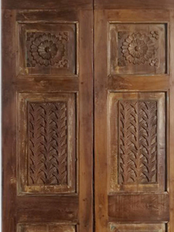 Antique Pair Carved Doors, Barn Doors, Hinged, Closet, Pantry, Farmhouse Door, 80x35