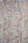 Vintage Hand Carved Fluting Krishna Carving, Black Barn Door, CUSTOM, Sliding Door, Wall Sculpture