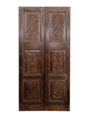 Pair Antique Doors, Carved Barn Doors, Sliding Doors, Shabby Chic, 80