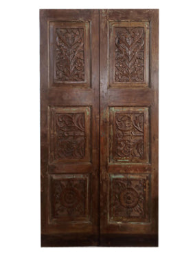 Pair Antique Carved India doors, Vintage Carved Doors, Sliding Door, Pantry Door, 80x42