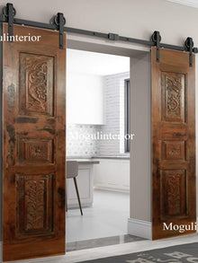  Pair Vintage Barn Doors, Flower Carved French Door, Custom, Sliding Door, 80x15