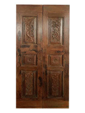 Antique Pair Carved Doors, Indian Carved Door, Barn Door, Closet Door, Pantry Door, 80x30