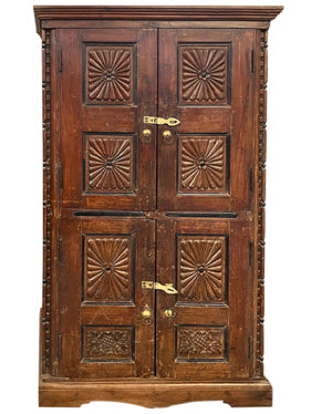 Antique Storage Cabinet 4 Door Warm Earthy Vintage Country Armoire