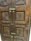 Rustic Vintage Armoire, Indian Carved Cabinet, Reclaimed Farmhouse Cabinet, Sunrays Tall Chest