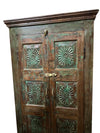 Antique Green Armoire, Charka Carved Artistic Carved Medallions