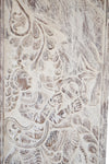 Vintage Whitewashed Krishna Wall Art, Subdues the Bull with his Flute Barn Door 83X36