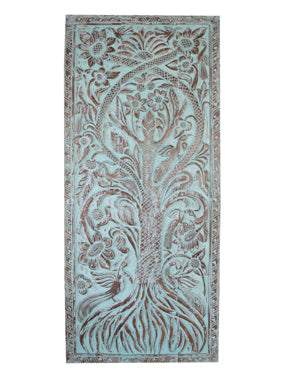 Tree of Life, Carved Art, Sliding Barn Door, Kalpavriksha Nature Wall Art 83X36