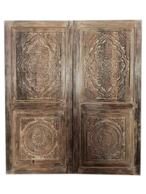 Rustic Carved Floral Carved Doors, Sliding Barn Door