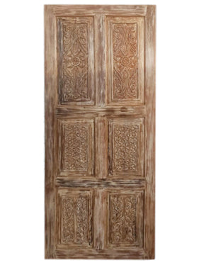 Whitewash Carved Sliding Barn Door, Bedroom Barn Door