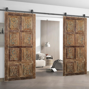 Vintage Carved Door French Rustic Farmhouse Pantry Barn Door