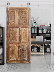  Vintage Shabby Chic Carved Door, Bedroom Barn Door, Artistic Sliding Doors