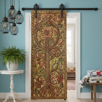 Vintage Tree Of Life Decorative Carved Door Decorative Wall Panel 83x36