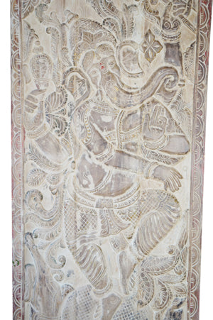 Dancing Ganesha on Lotus, Whitewashed Ganesh Sliding Door,83