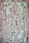 Vintage Blue Ganesha Wall Sculpture, Custom Door, Ganesh Barn Door 84X41