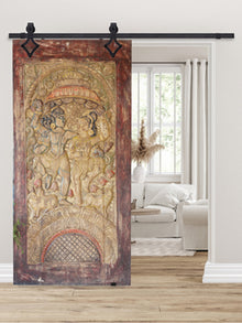  Vintage Indian Art, Shiva Parvati Wall Sculpture, Sliding Barn Door 84x42