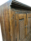 Antique Indian Carved Armoire, Chakra Carved, Rustic Natural Color Cabinet