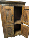 Antique Indian Carved Armoire, Chakra Carved, Rustic Natural Color Cabinet