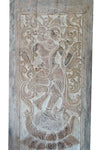 Vintage Krishna Wall Art, India Carved Barn Door, 84x41