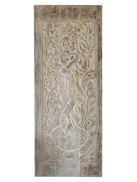 Fluting Krishna Carving, Vintage CUSTOM Sliding Door 84x41