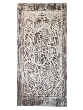 Vintage Whitewash Ganesha Wall Sculpture, Custom Door 84x41