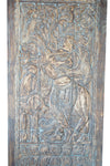 Krishna Carved Door, Bluewash Wall Art, Custom, Barndoor 84x41