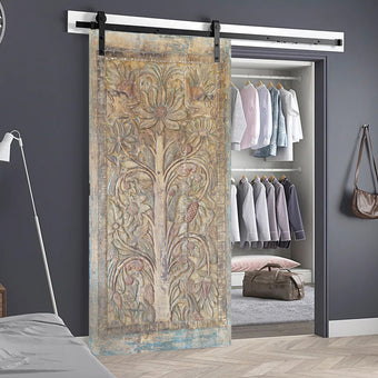 Vintage Barndoors Tree Of Life Colorful Carved Wall Decor