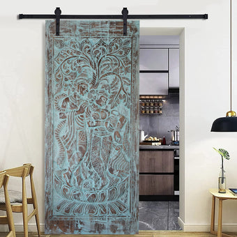 Hand Carved Radha Krishna Wall Art Rustic Indian Wall Accent