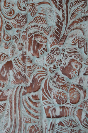 Artistic Vintage Indian Accent Wall art, Radha Krishna Interior Door 96x40