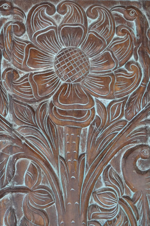 Tree of Life Carved Door, Vintage Custom Sliding Barn Door 96x40