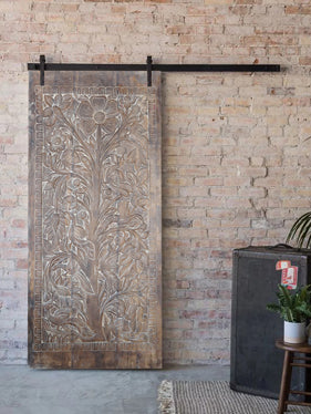 Magical Blessings Vintage Carved Door, Custom Barn Door 96