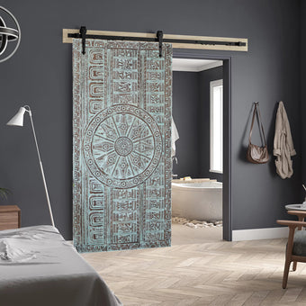 Vintage Sun Temple Wall Sculpture Barn Door, Sliding Door 72