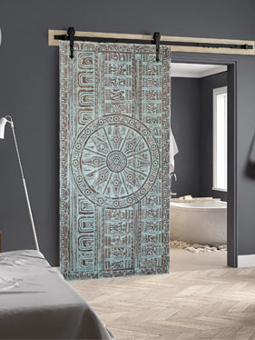 Vintage Sun Temple Wall Sculpture, Barn Door, Sliding Door 72