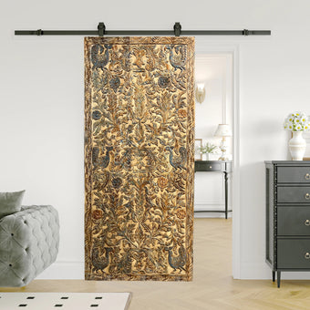 Vintage Indian Carved Door Colorful Tree Of Life Wall Decor 8ft