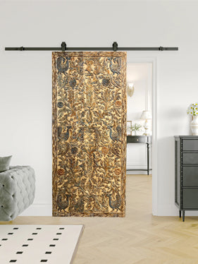 Tree of Life, Sliding Barn Door, Blue Hues Vintage Door, Artistic Barndoor 96x41