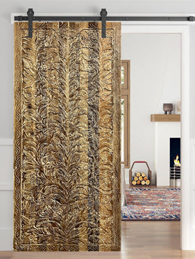 Vintage Tree of Life Carved Sliding Barn Doors, Large Farmhouse Door 96x42