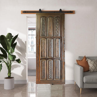 Custom Vintage Dark Woods Carved Door, Sliding Barn Doors, Farmhouse Door 103x44