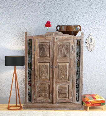 Antique Armoire Hand Carved Small Cabinet Home Decor