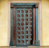 Antique Indian Door Rustic Blue Carved Vintage Teak Door with Frame 84