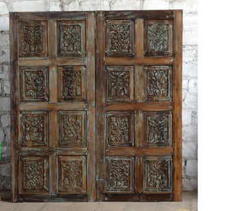 Carved Wood Door Vintage Farmhouse Sliding Barn Door 80x36