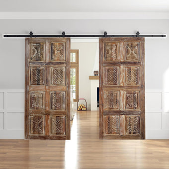 Vintage Carved Wooden Double Doors Farmhouse Sliding Barn Doors 80x36