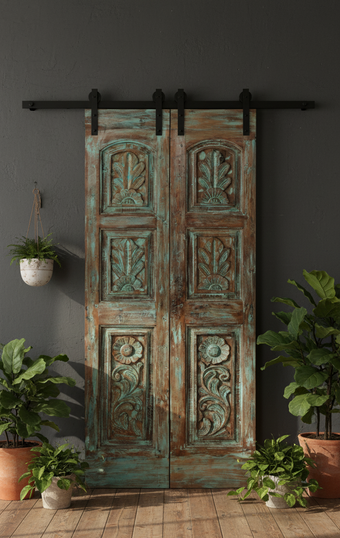 Vintage Carved Doors Reclaimed Farmhouse Barndoor