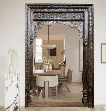 Antique Carved Indian Arch Old World Architectural Doorway Frame